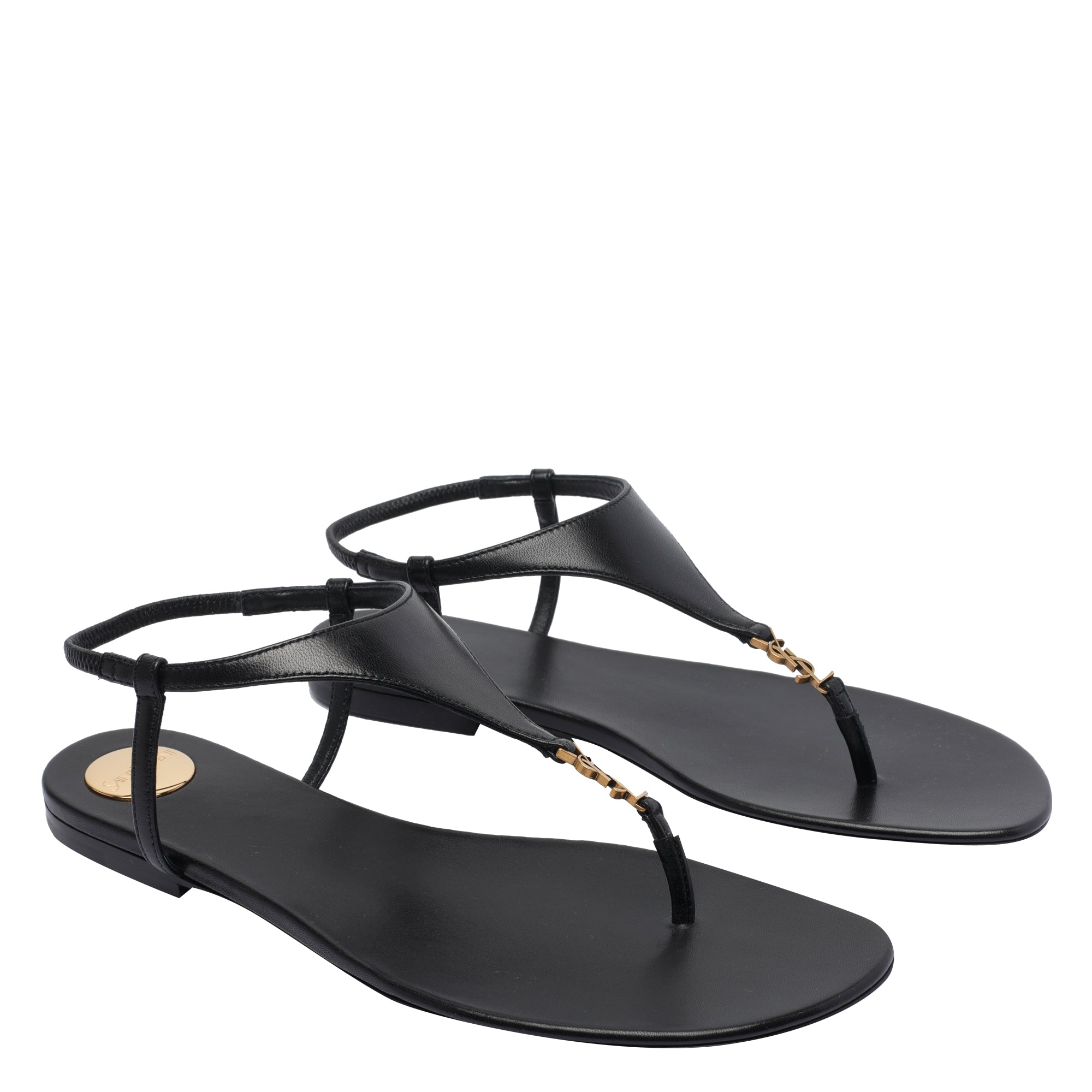 Saint Laurent Sandals Black Leather/leather Sole