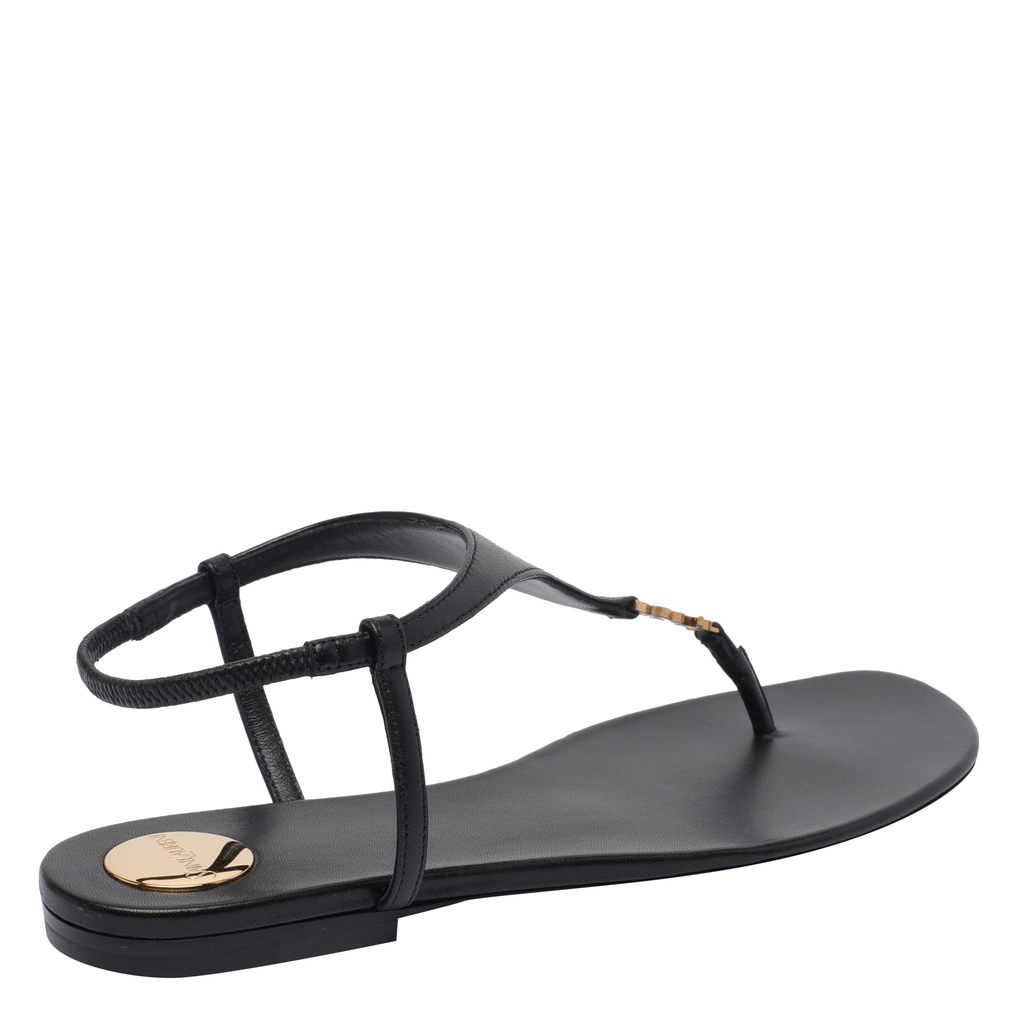 Saint Laurent Sandals Black Leather/leather Sole