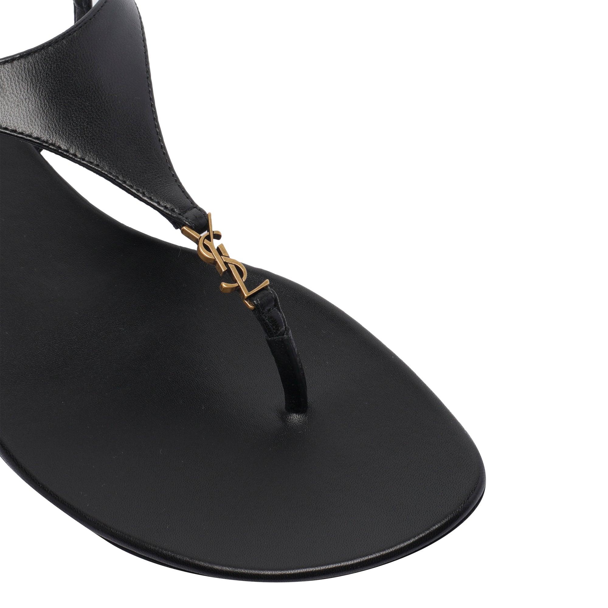 Saint Laurent Sandals Black Leather/leather Sole