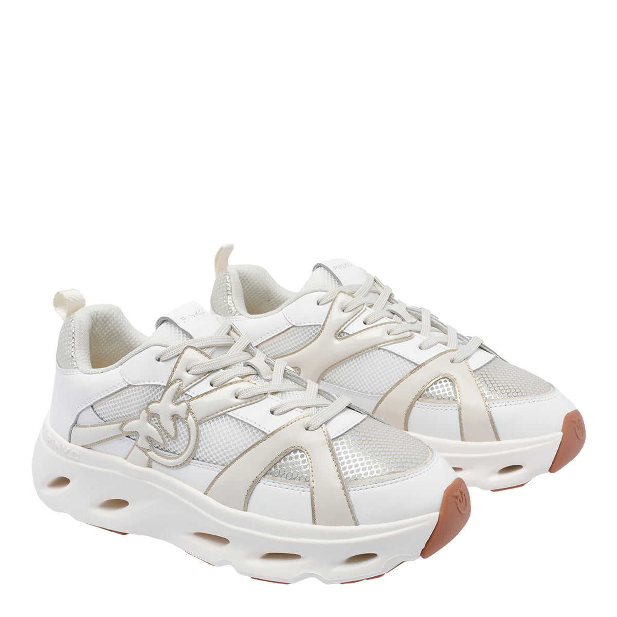 Pinko Sneakers White Fabric+leather/rubber Sole