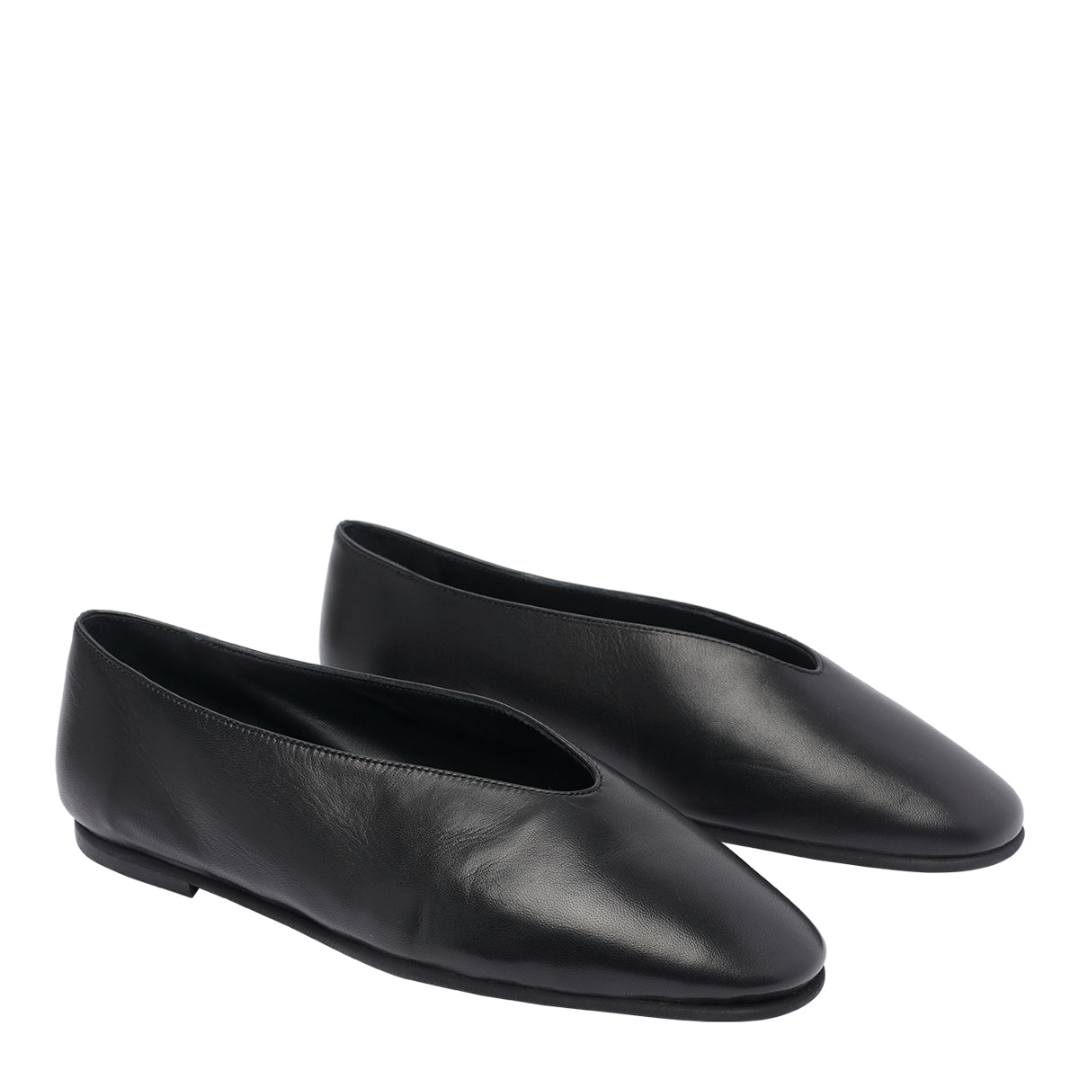 Poeve Flat Shoes Black Leather/leather Sole