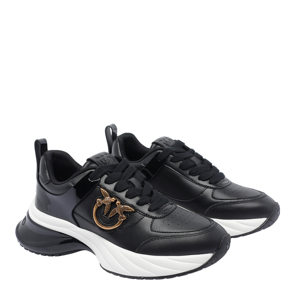 Pinko Sneakers Black Leather/rubber Sole