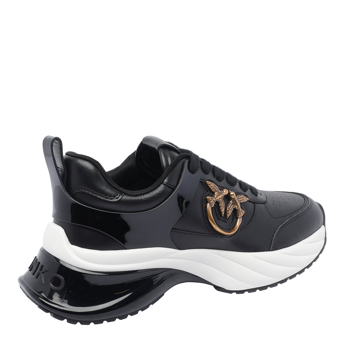 Pinko Sneakers Black Leather/rubber Sole