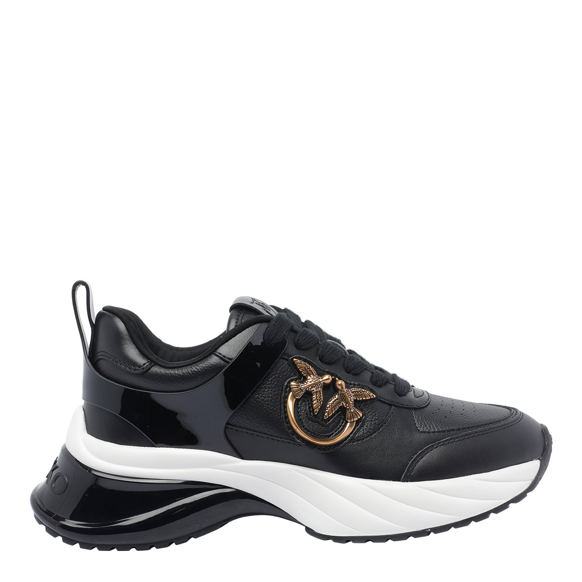 Pinko Sneakers Black Leather/rubber Sole