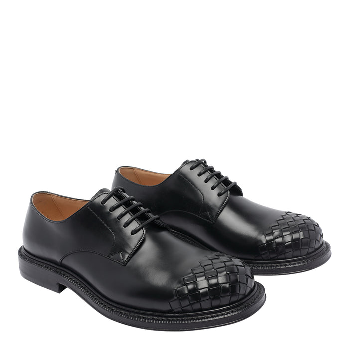 Bottega Veneta Flat Shoes Black Calf Leather/leather Sole