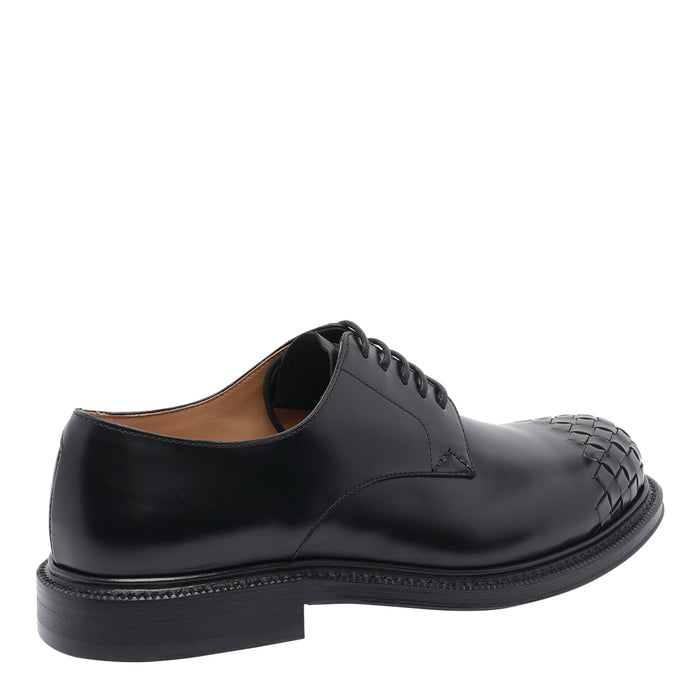 Bottega Veneta Flat Shoes Black Calf Leather/leather Sole