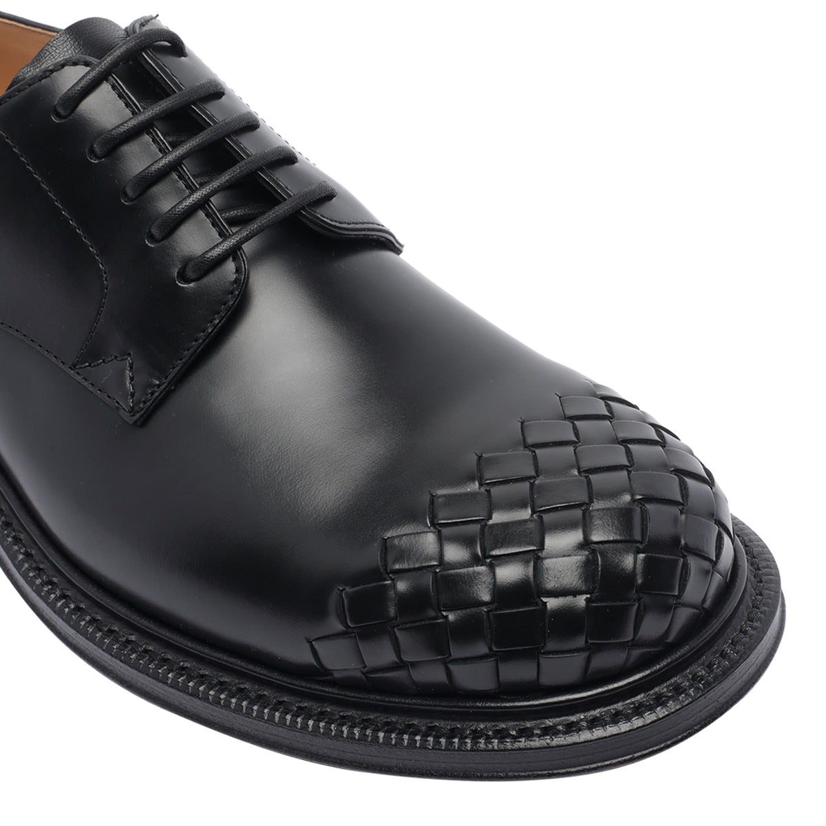 Bottega Veneta Flat Shoes Black Calf Leather/leather Sole