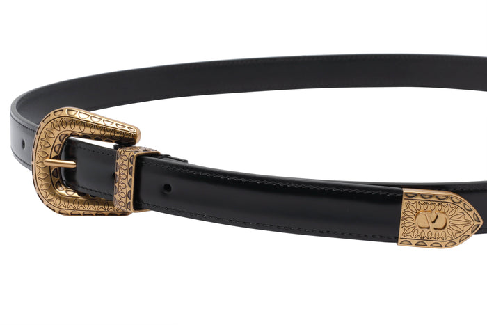 Valentino Garavani Belts Black Calf Leather
