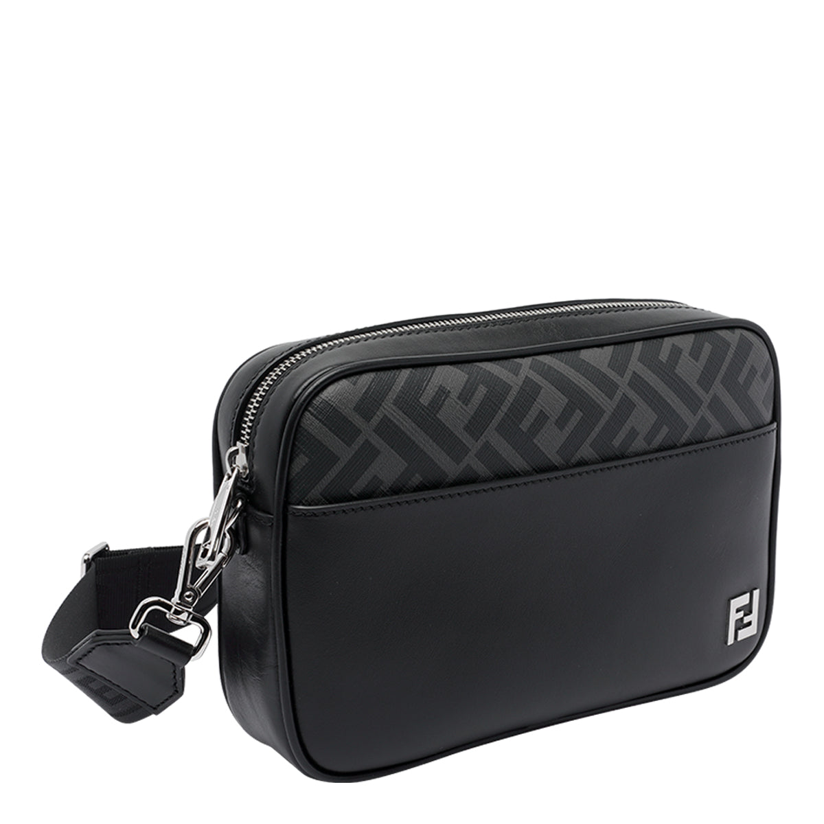 Fendi Bags Black Calf Leather Canvas Ff