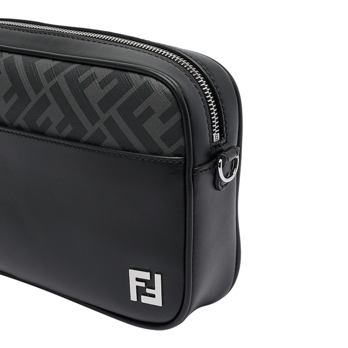 Fendi Bags Black Calf Leather Canvas Ff