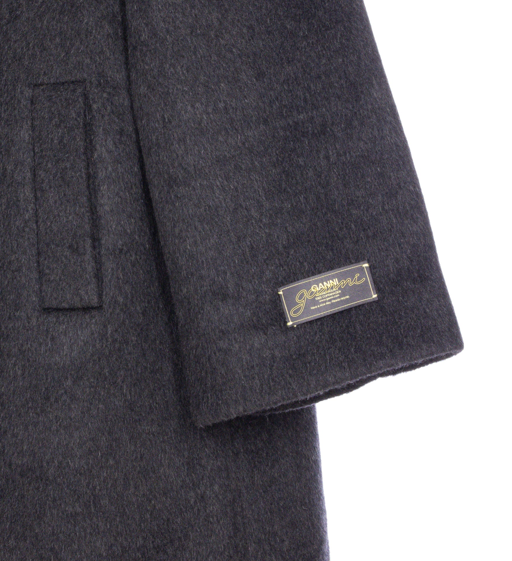 Ganni Coats Grey Recycled Wool