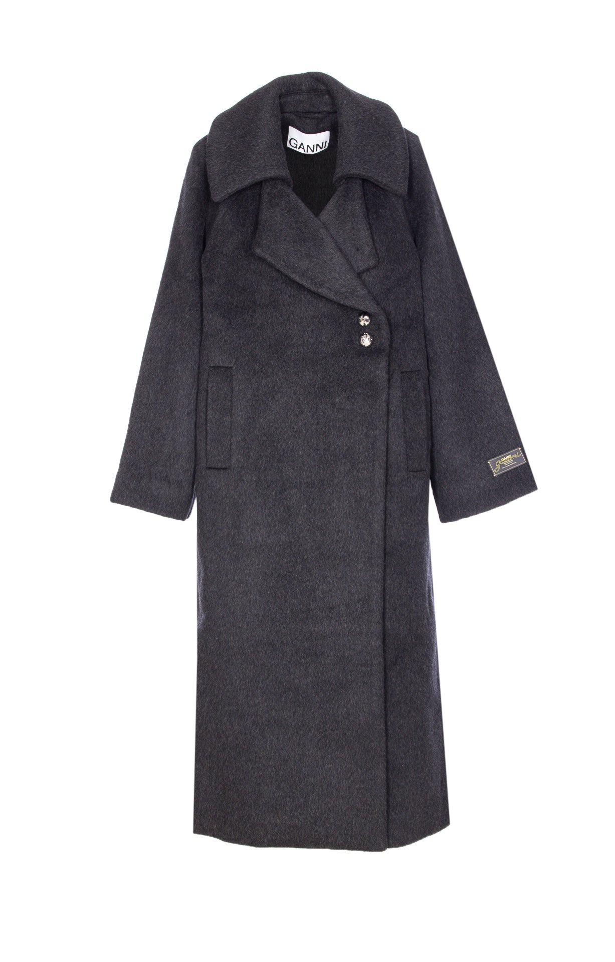 Ganni Coats Grey Recycled Wool