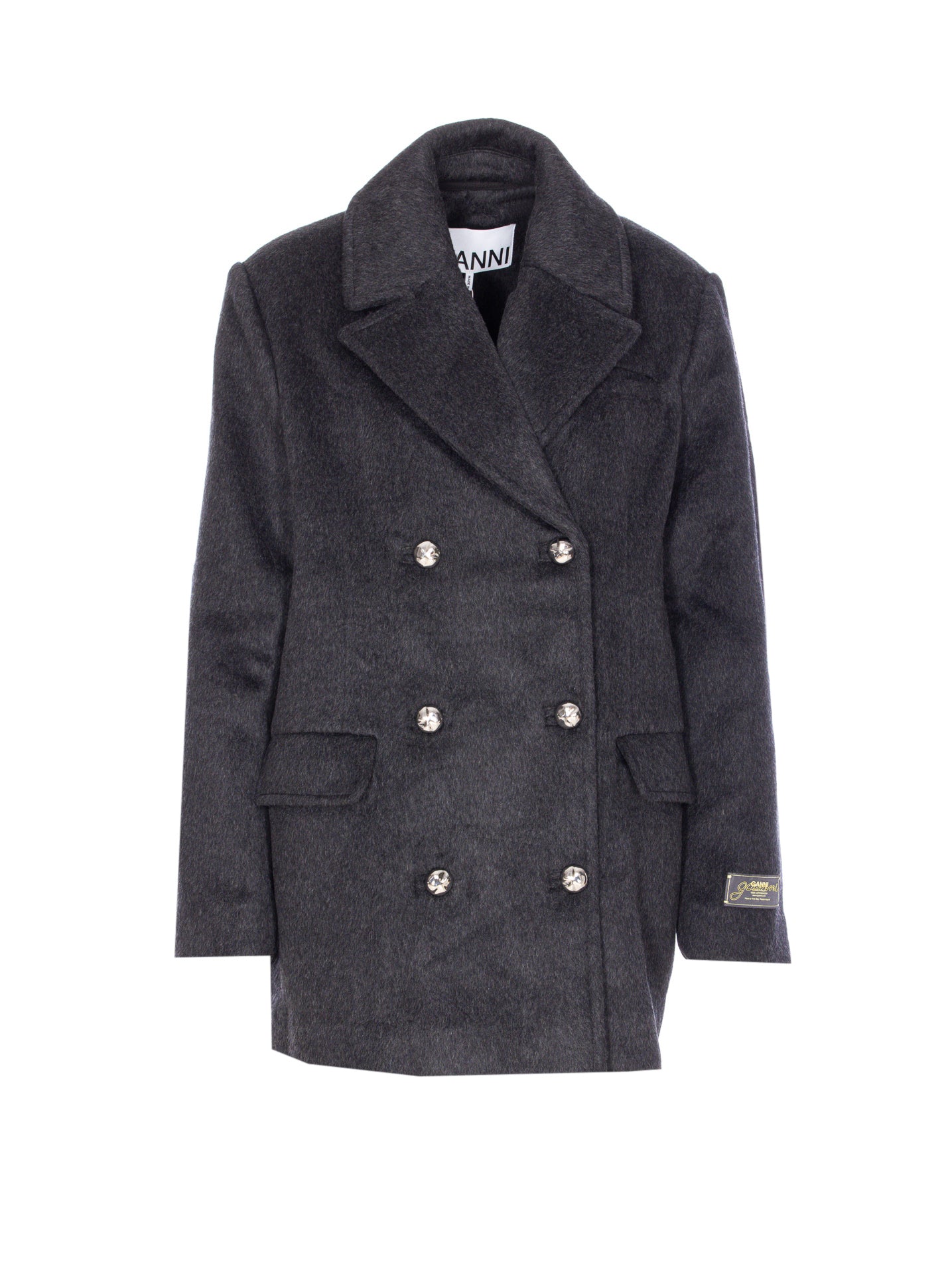 GANNI Jackets Grey Recycled Wool