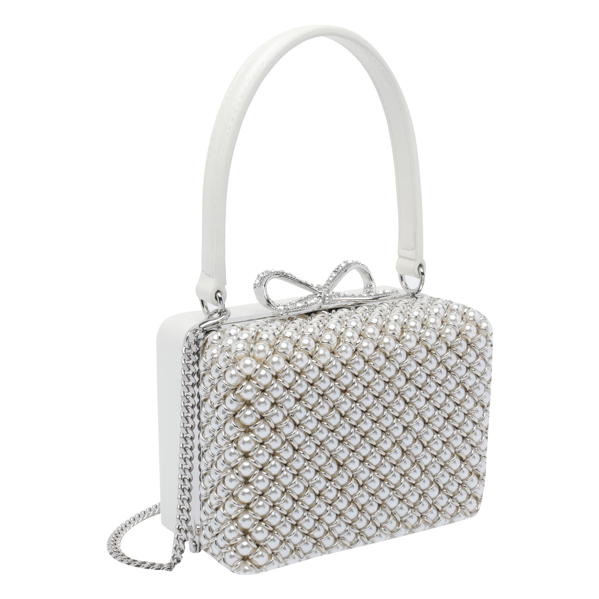Self Portrait Bags White Fabric Crystal Metal