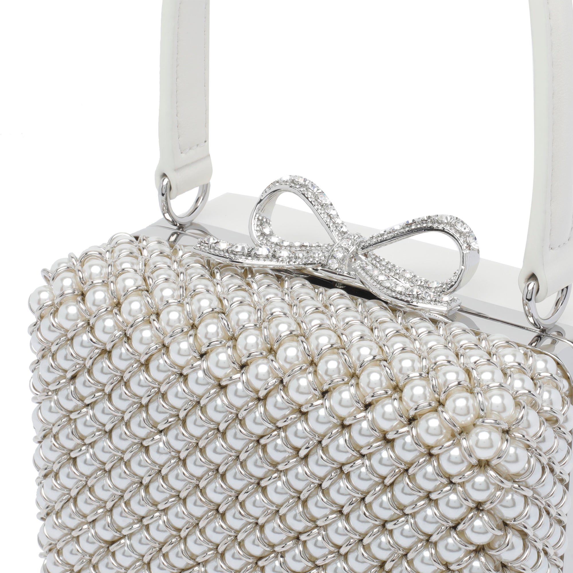 Self Portrait Bags White Fabric Crystal Metal
