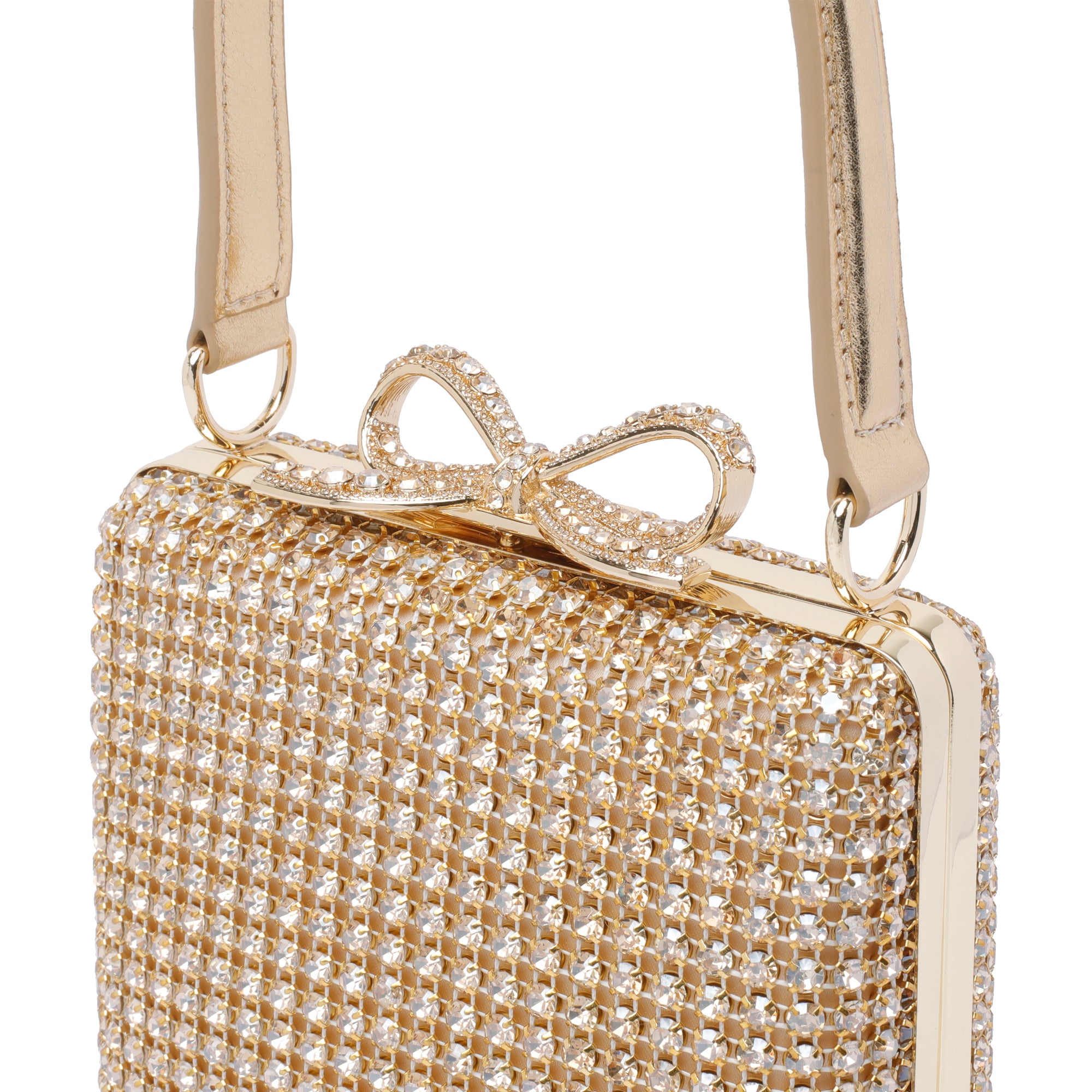 Self Portrait Bags Gold Fabric Crystal Metal