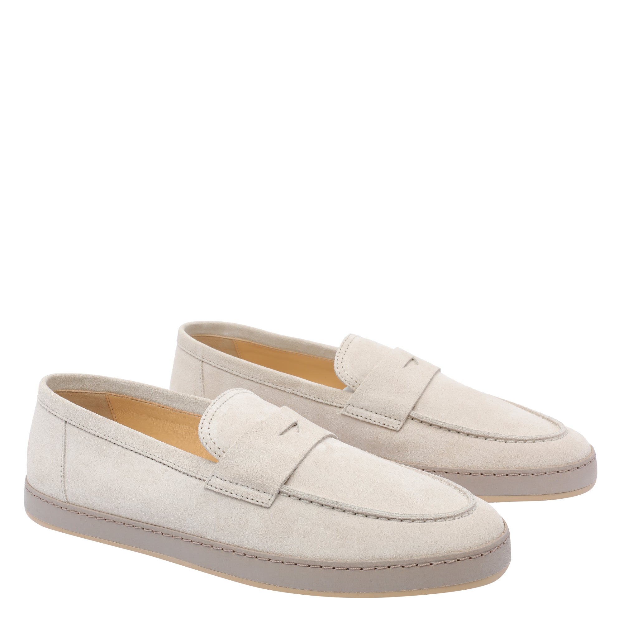 Brunello Cucinelli Flat Shoes Beige Leather/ Rubber Sole