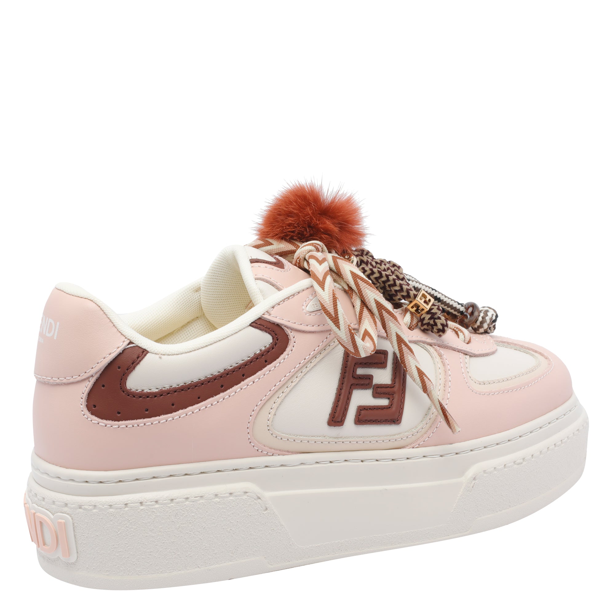 Fendi Sneakers Pink Calf Lether Rubber Sole