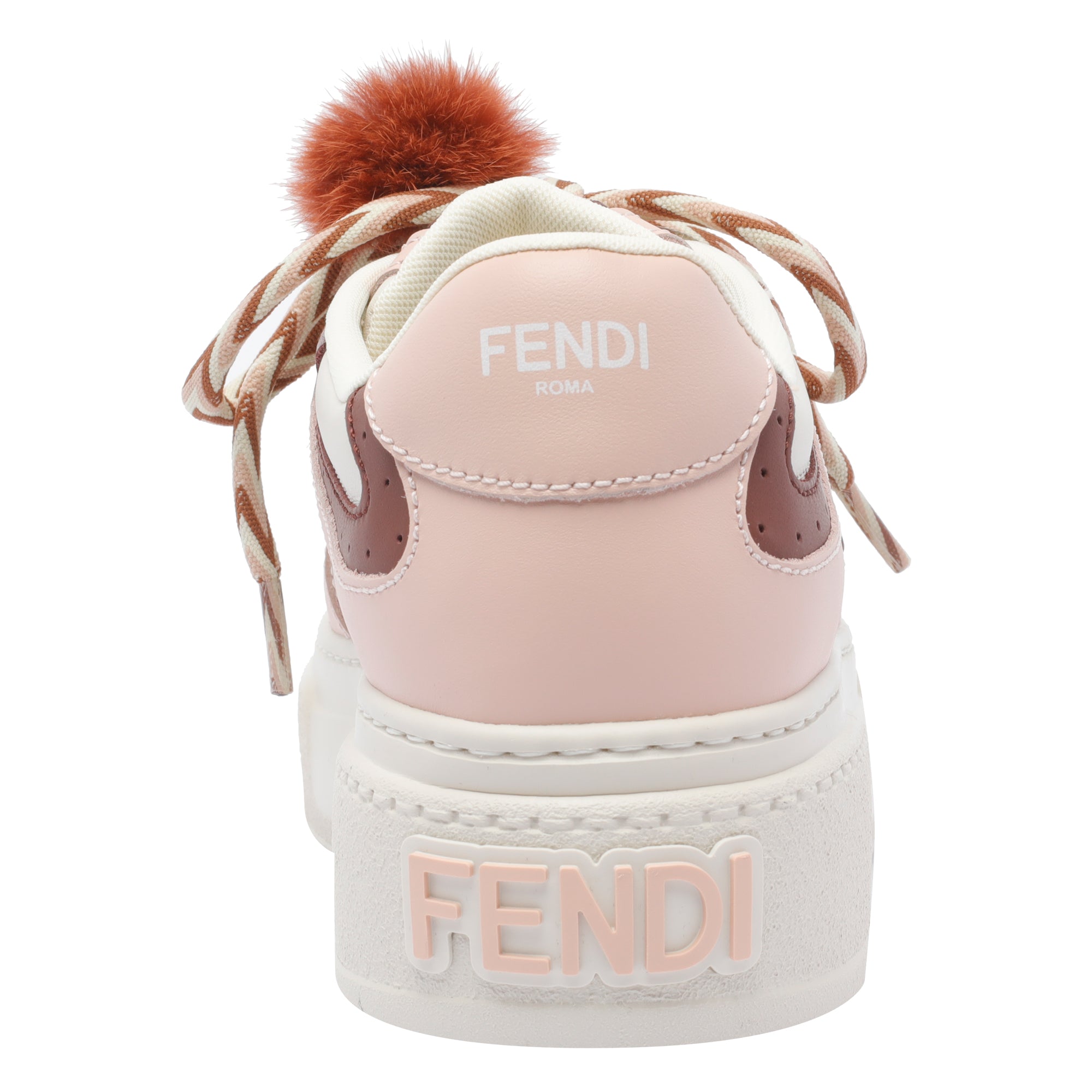 Fendi Sneakers Pink Calf Lether Rubber Sole
