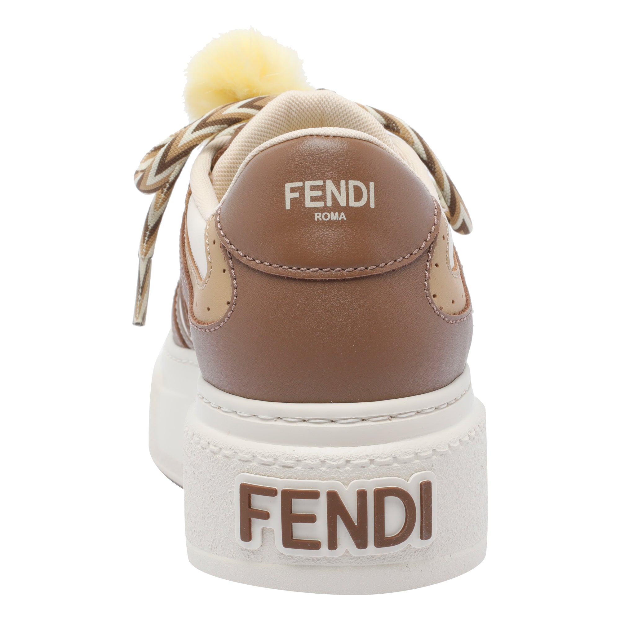 Fendi Sneakers Brown Calf Lether Rubber Sole
