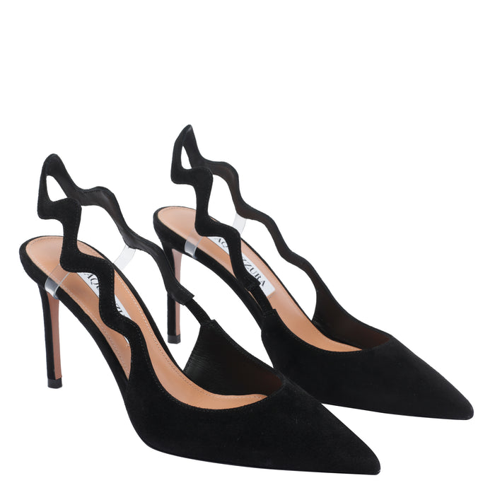 Aquazzura With Heel Black Leather Fabric