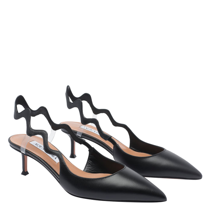 Aquazzura With Heel Black Leather Fabric
