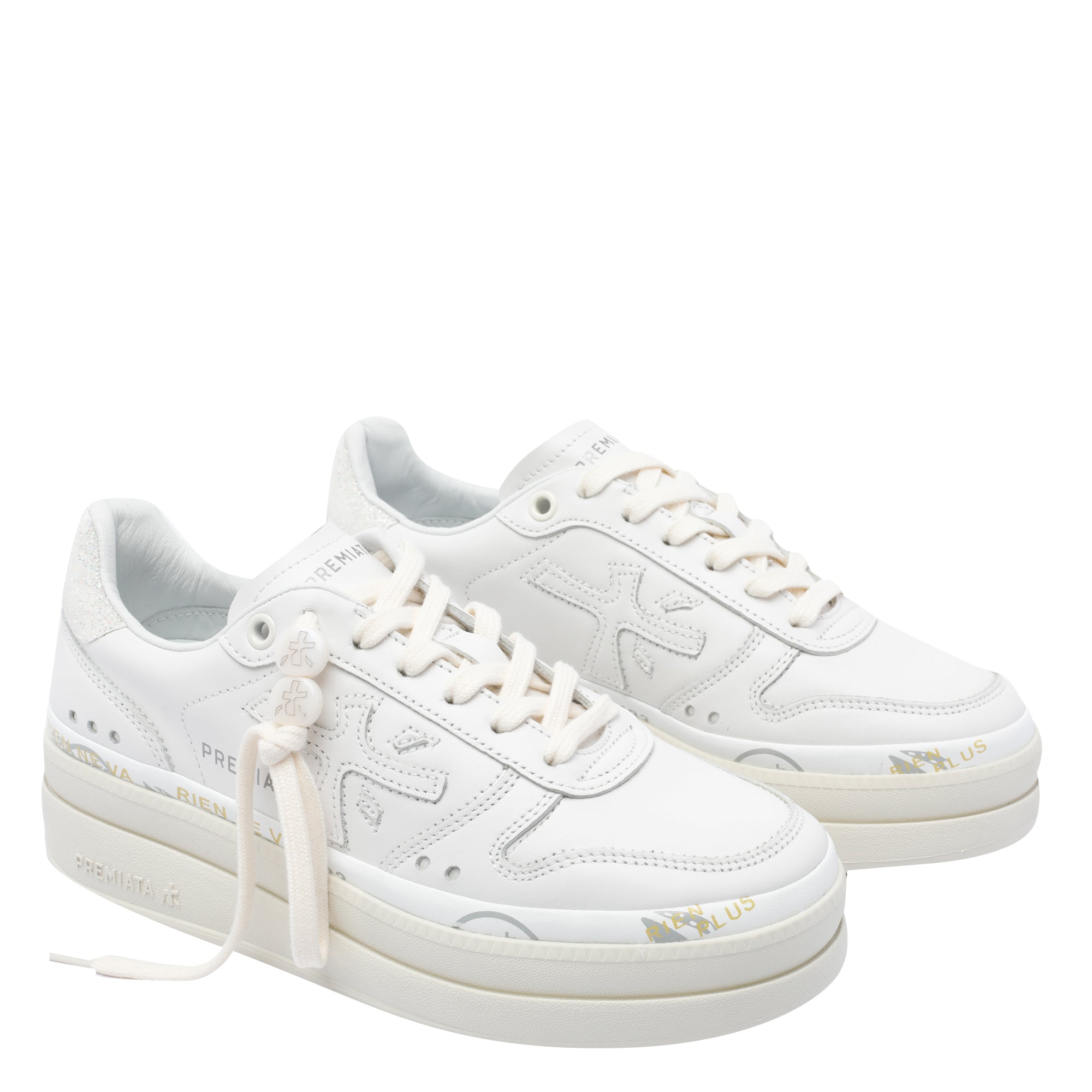 Premiata Sneakers White Calf Leather/rubber Sole
