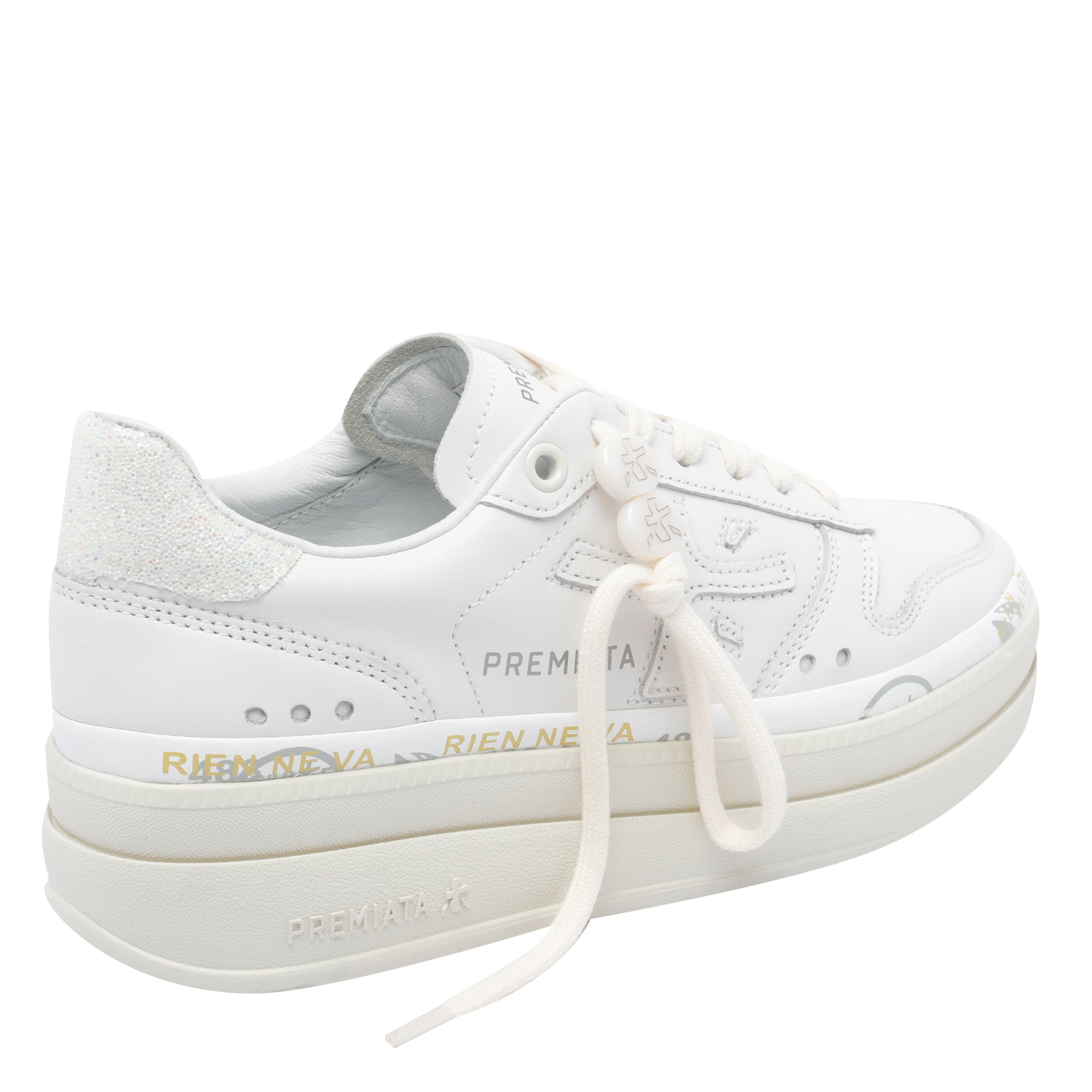 Premiata Sneakers White Calf Leather/rubber Sole