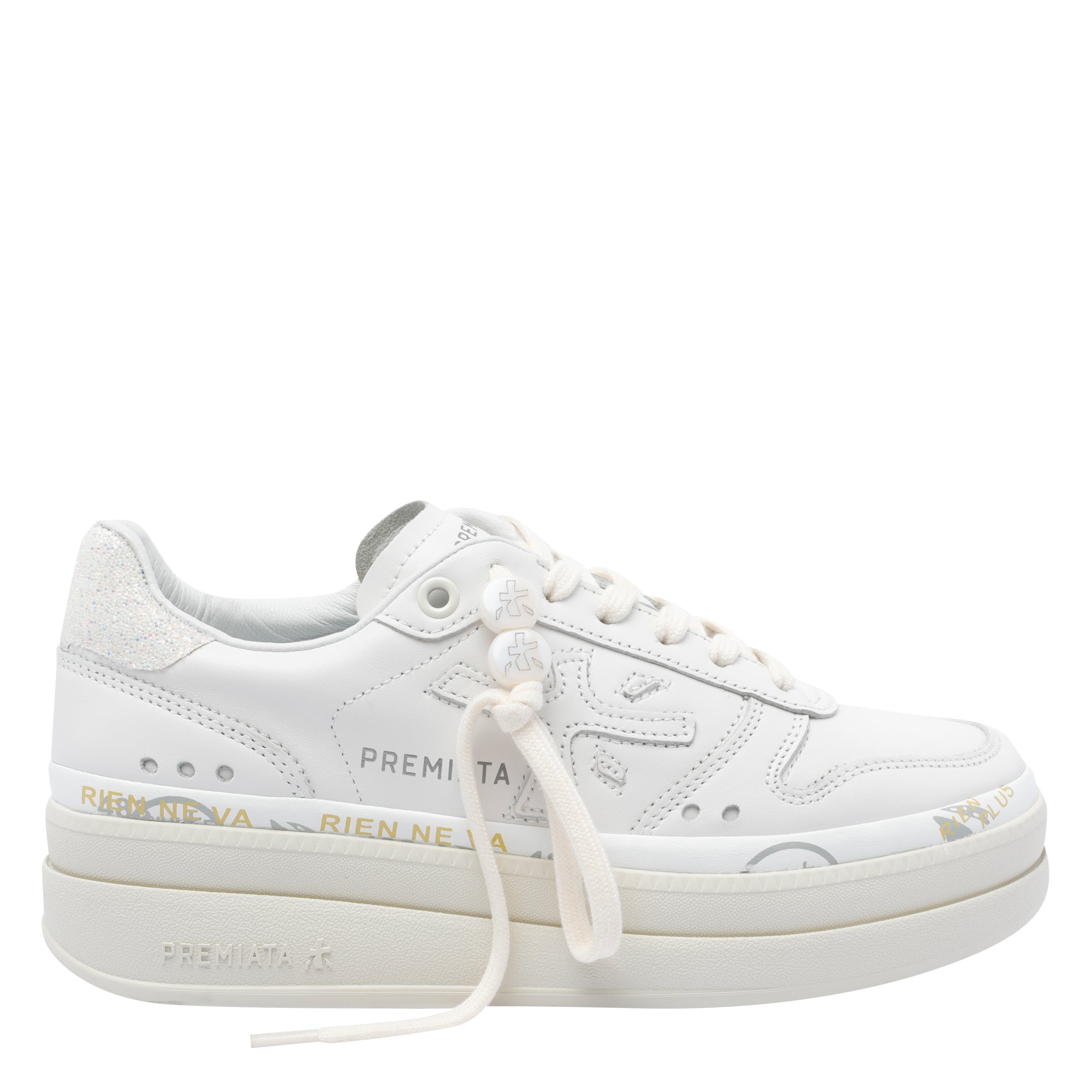 Premiata Sneakers White Calf Leather/rubber Sole