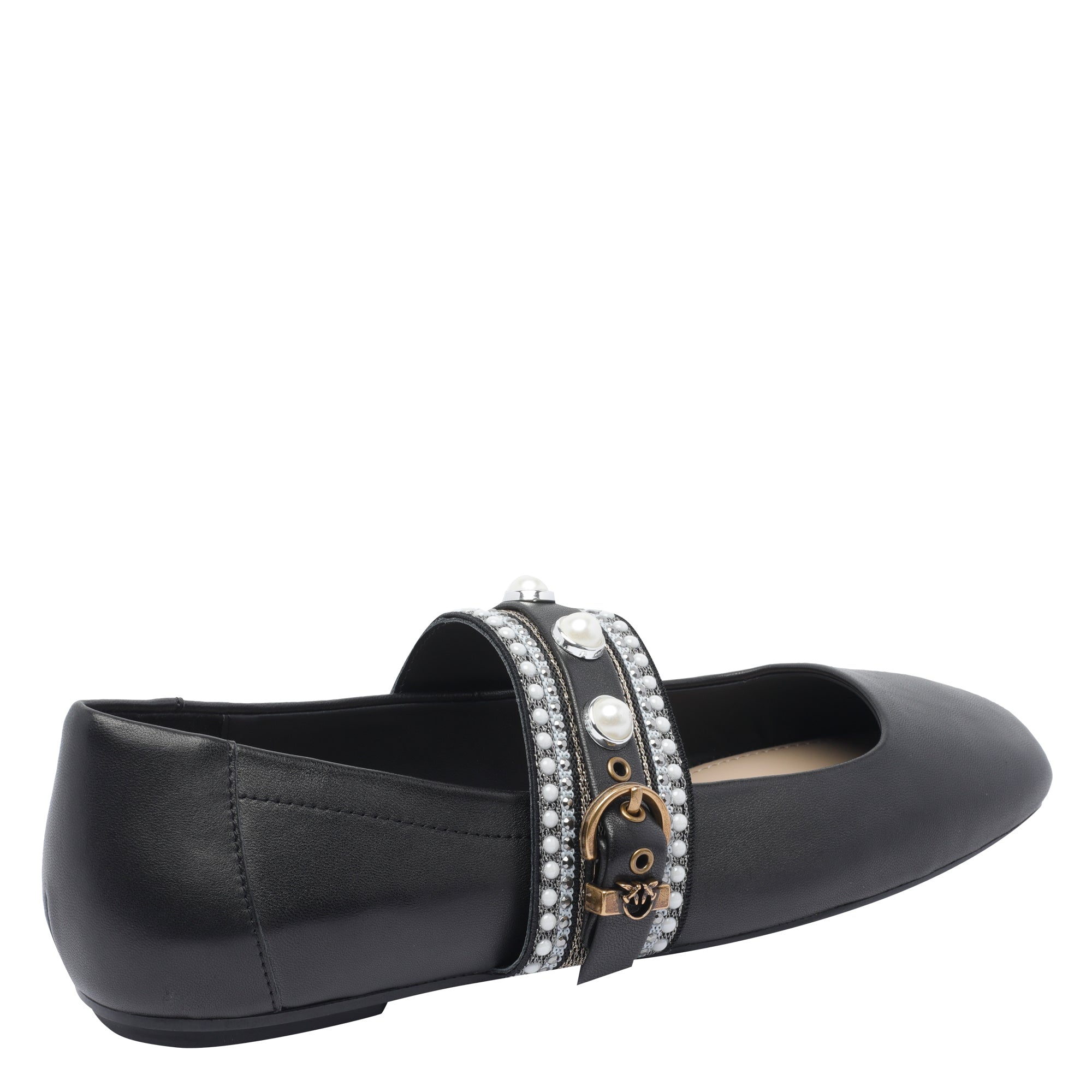 Pinko Flat Shoes Black Calf Leather/rubber Sole