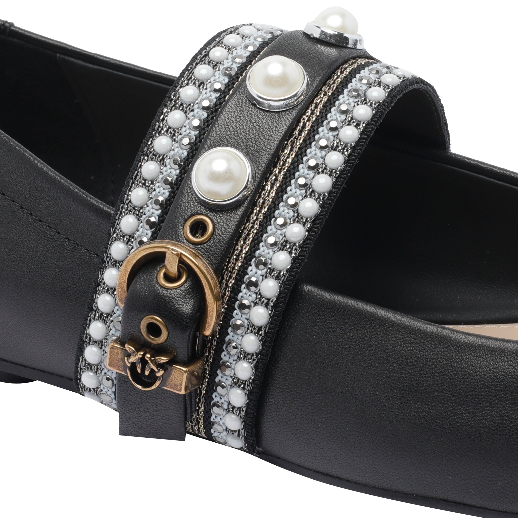 Pinko Flat Shoes Black Calf Leather/rubber Sole