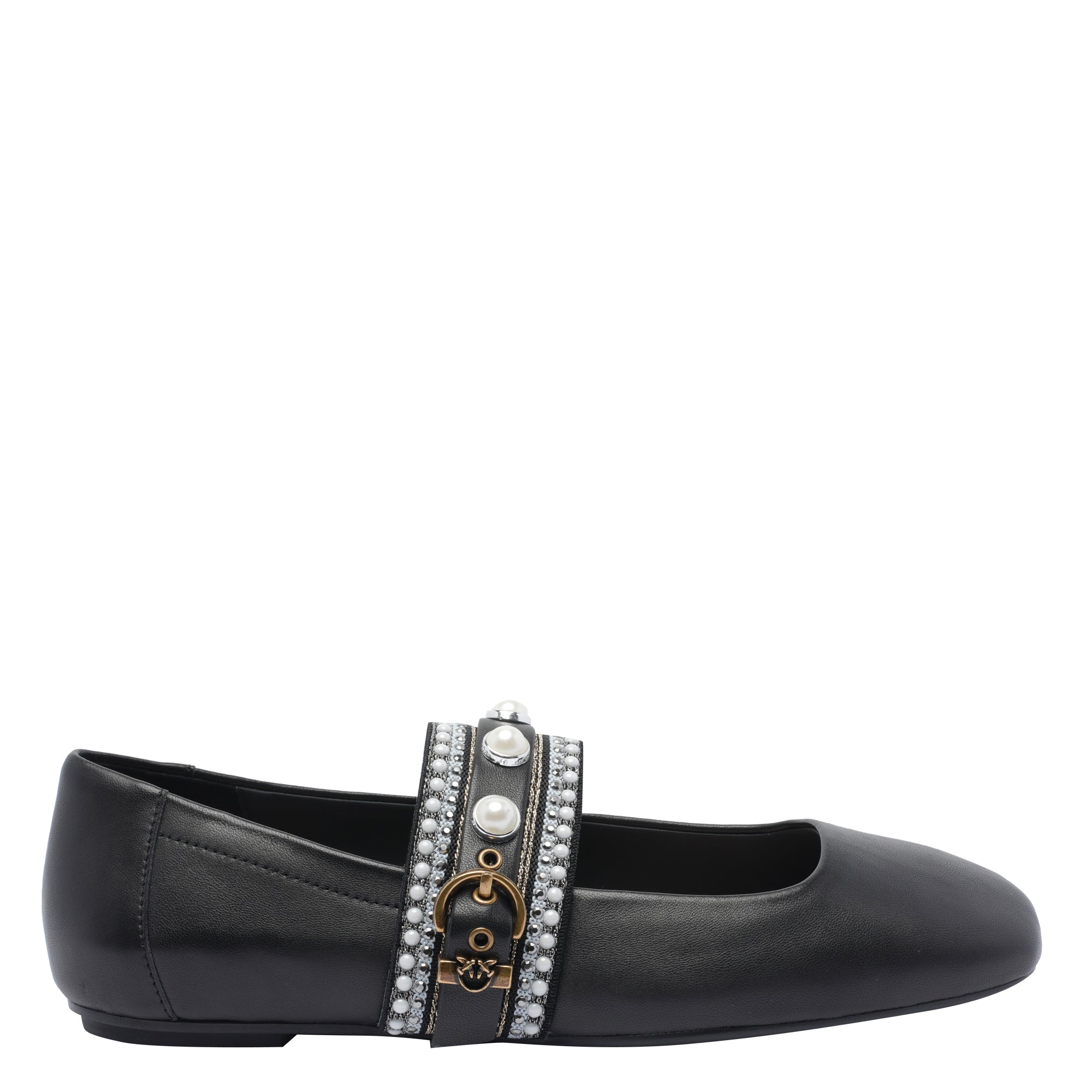 Pinko Flat Shoes Black Calf Leather/rubber Sole