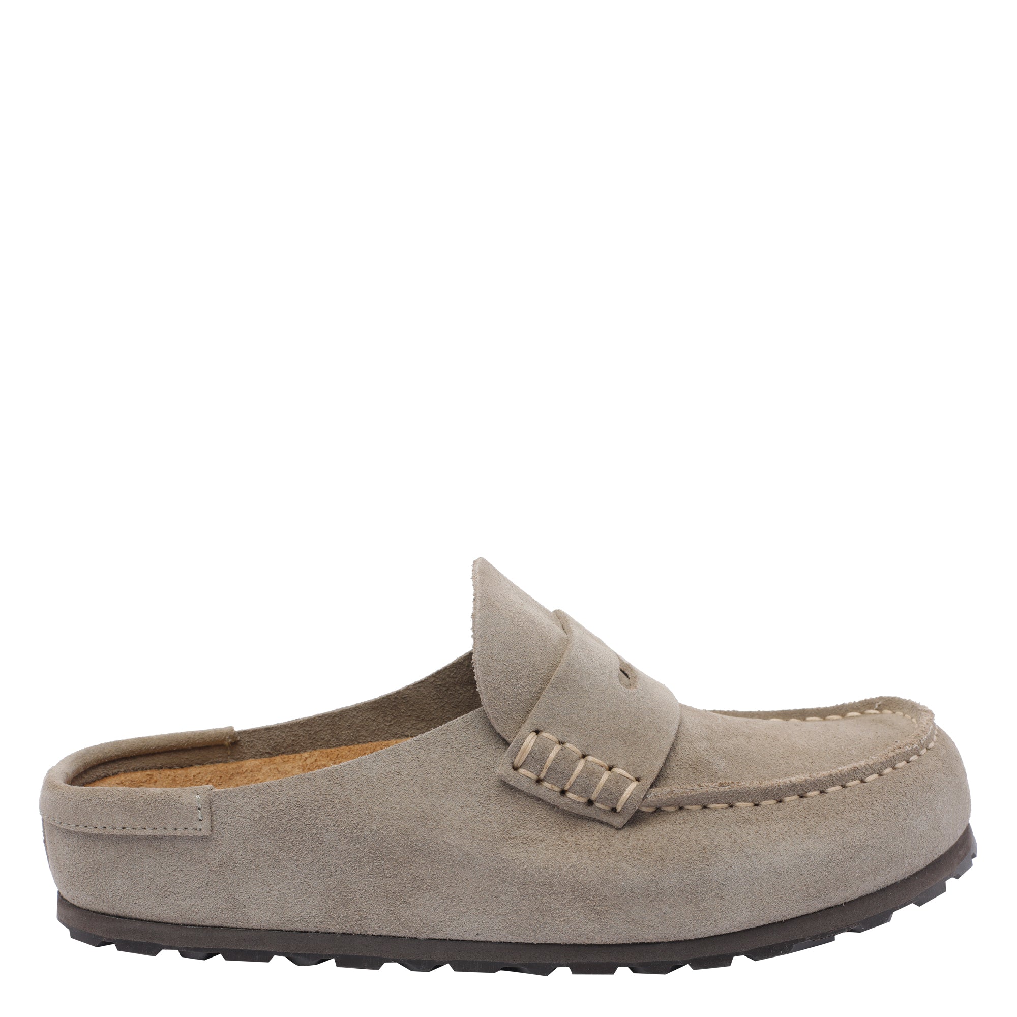 Birkenstock Flat Shoes Grey Calf Leather/rubber Sole