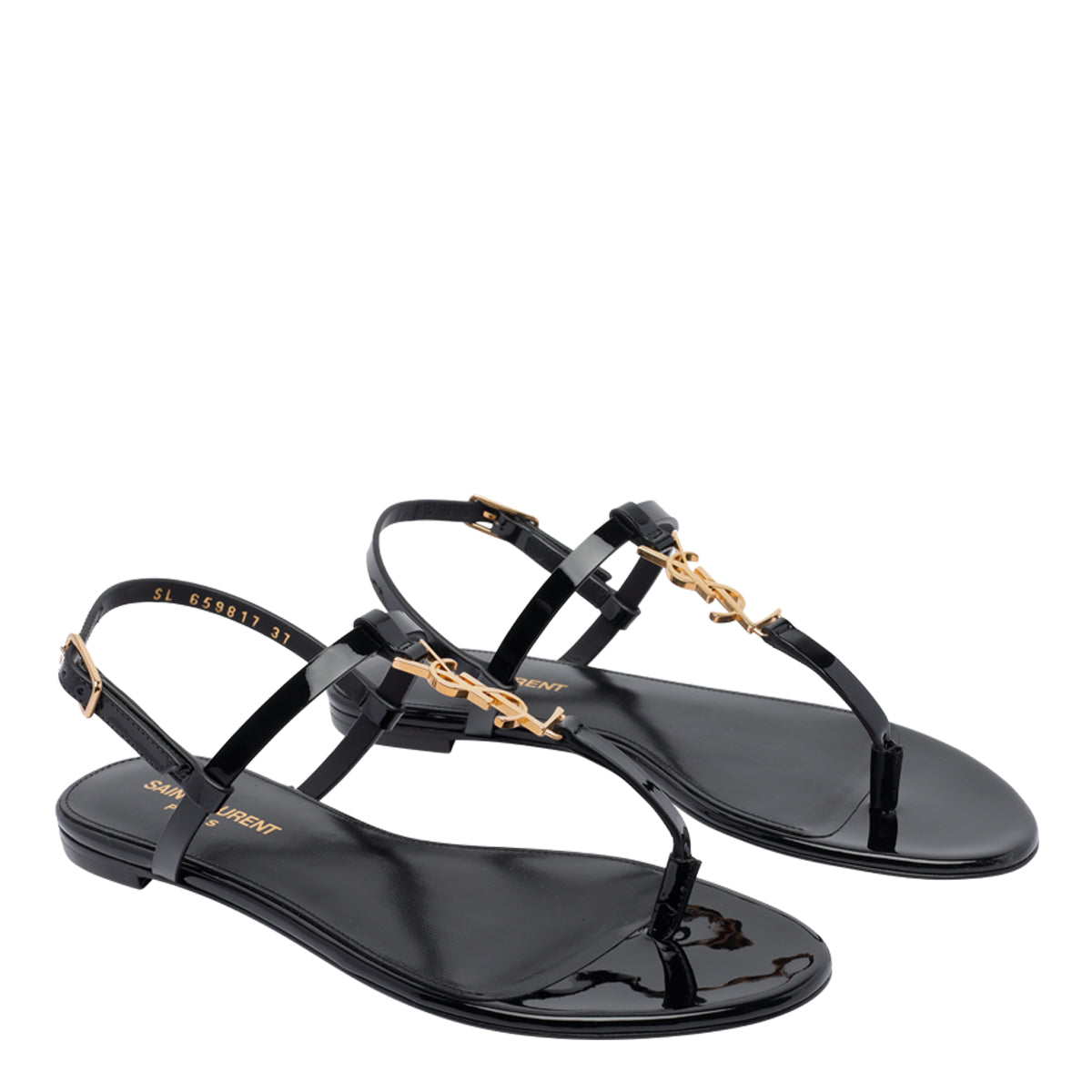 Saint Laurent Sandals Black Calf Leather/leather Sole