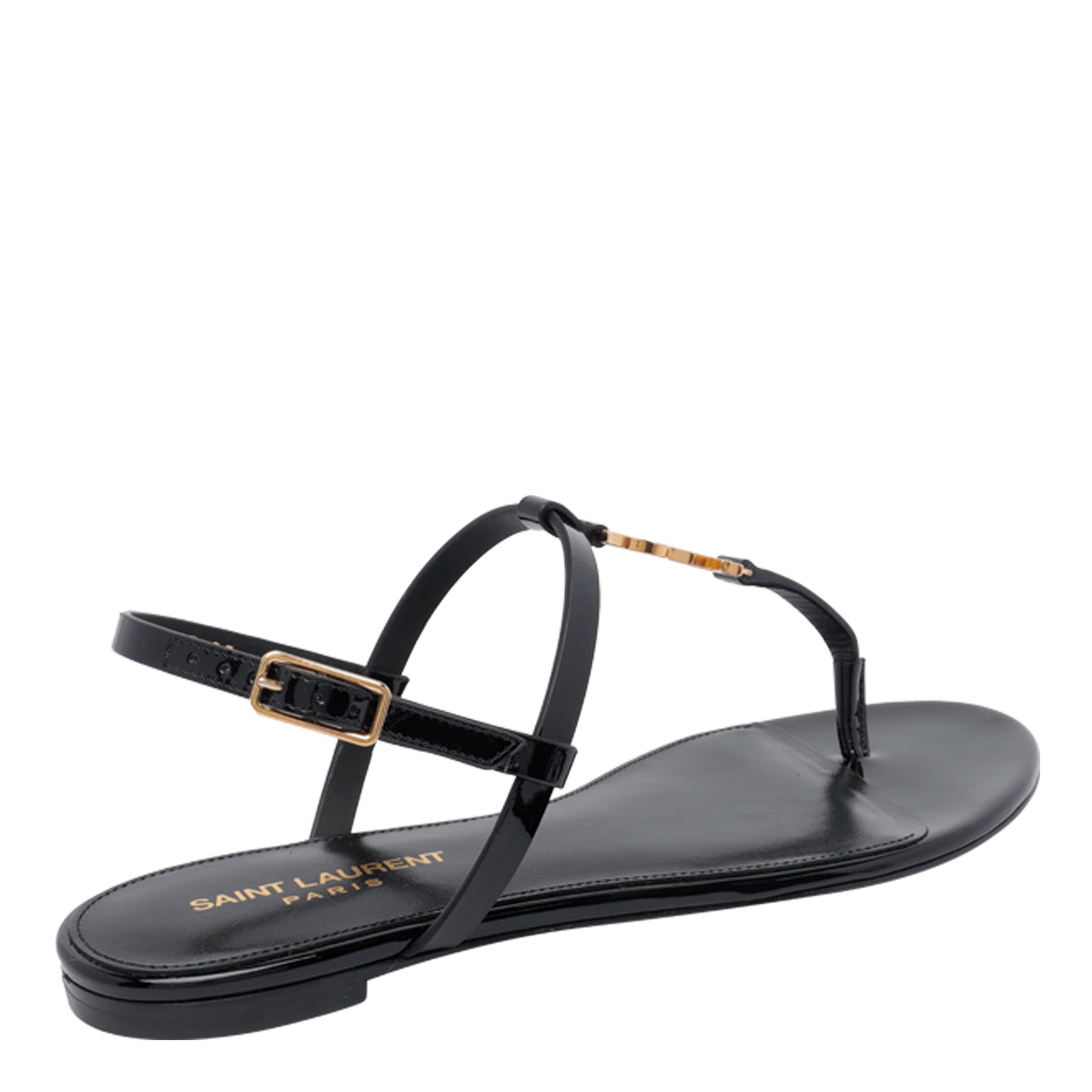 Saint Laurent Sandals Black Calf Leather/leather Sole