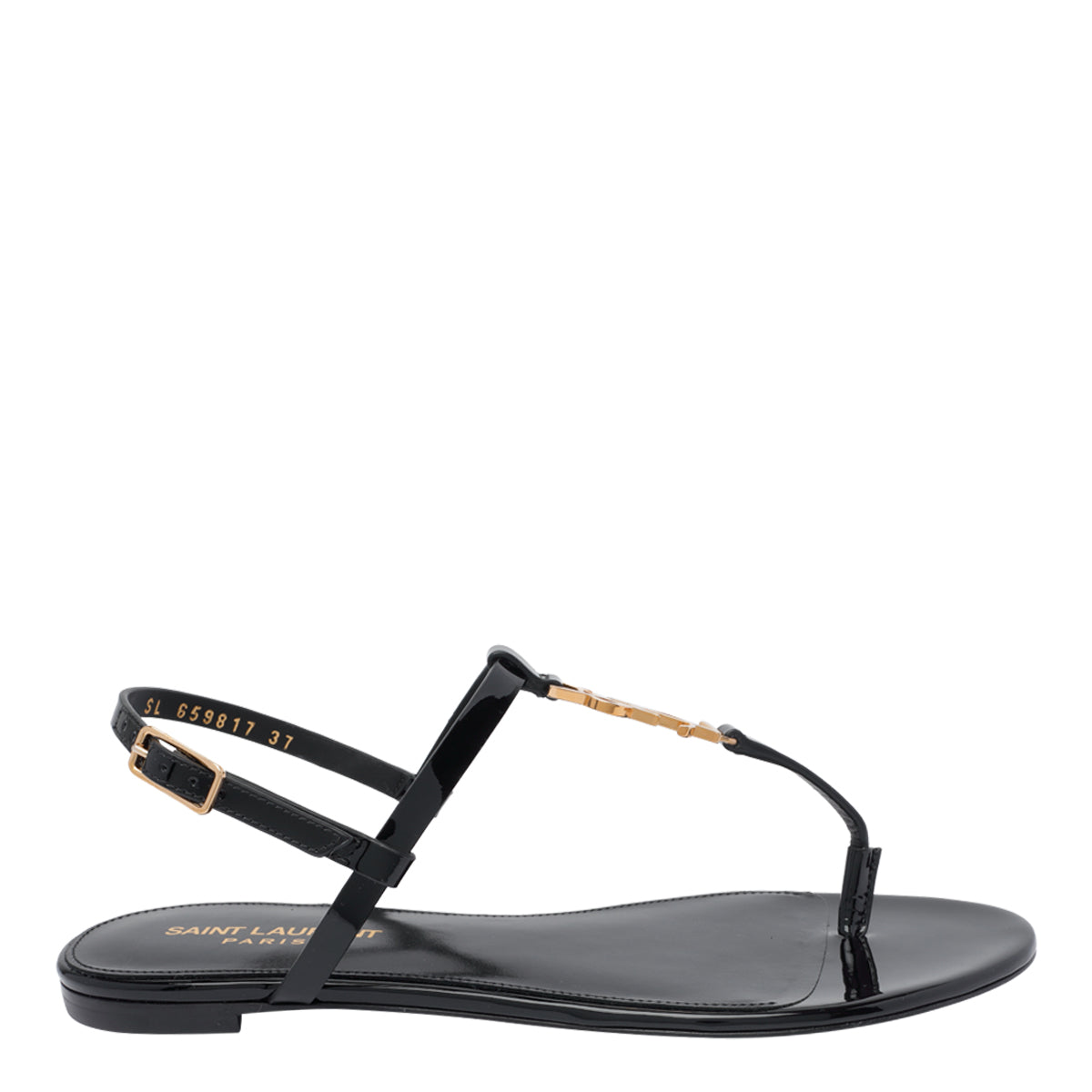 Saint Laurent Sandals Black Calf Leather/leather Sole