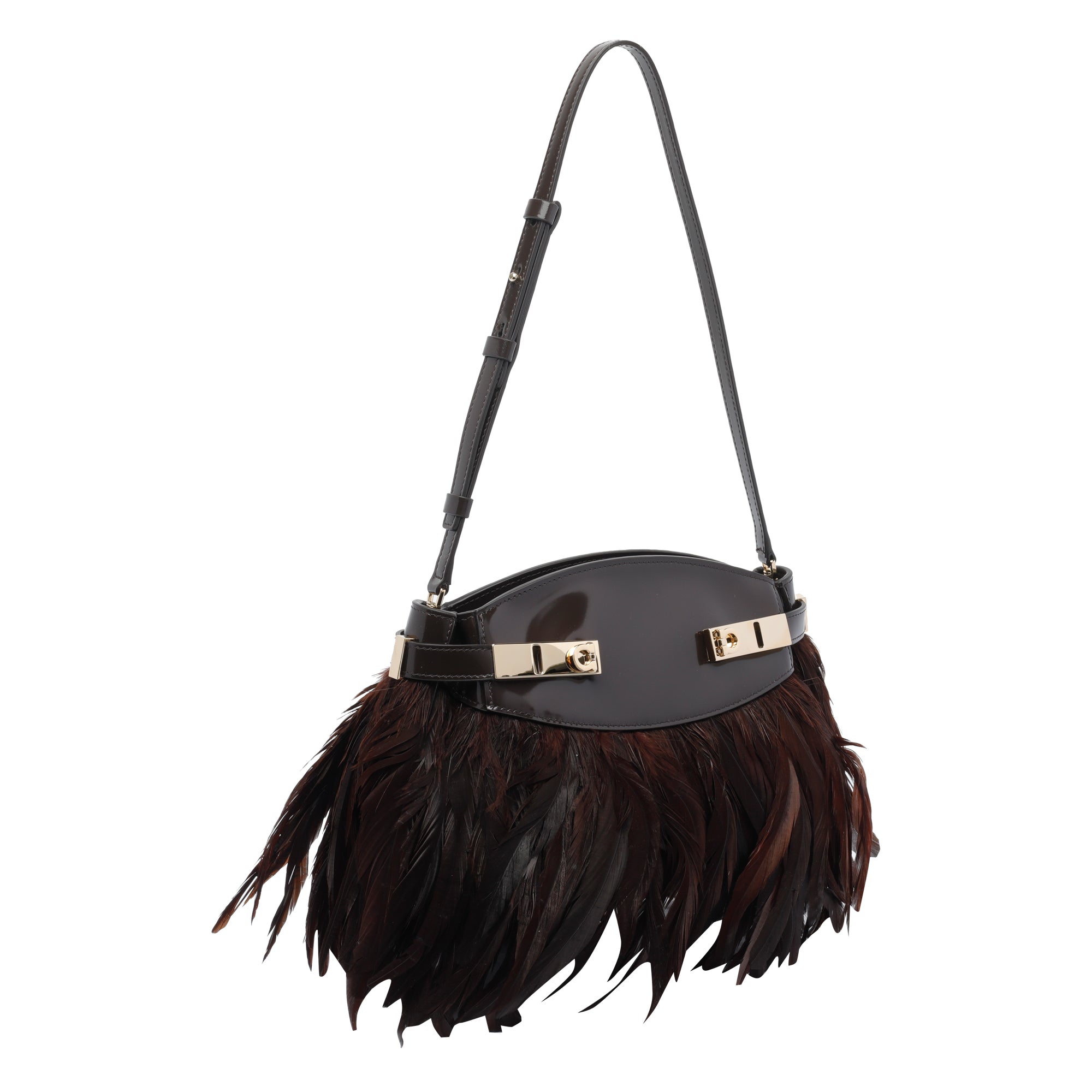 Ferragamo Bags Brown Lamb Leather Feather