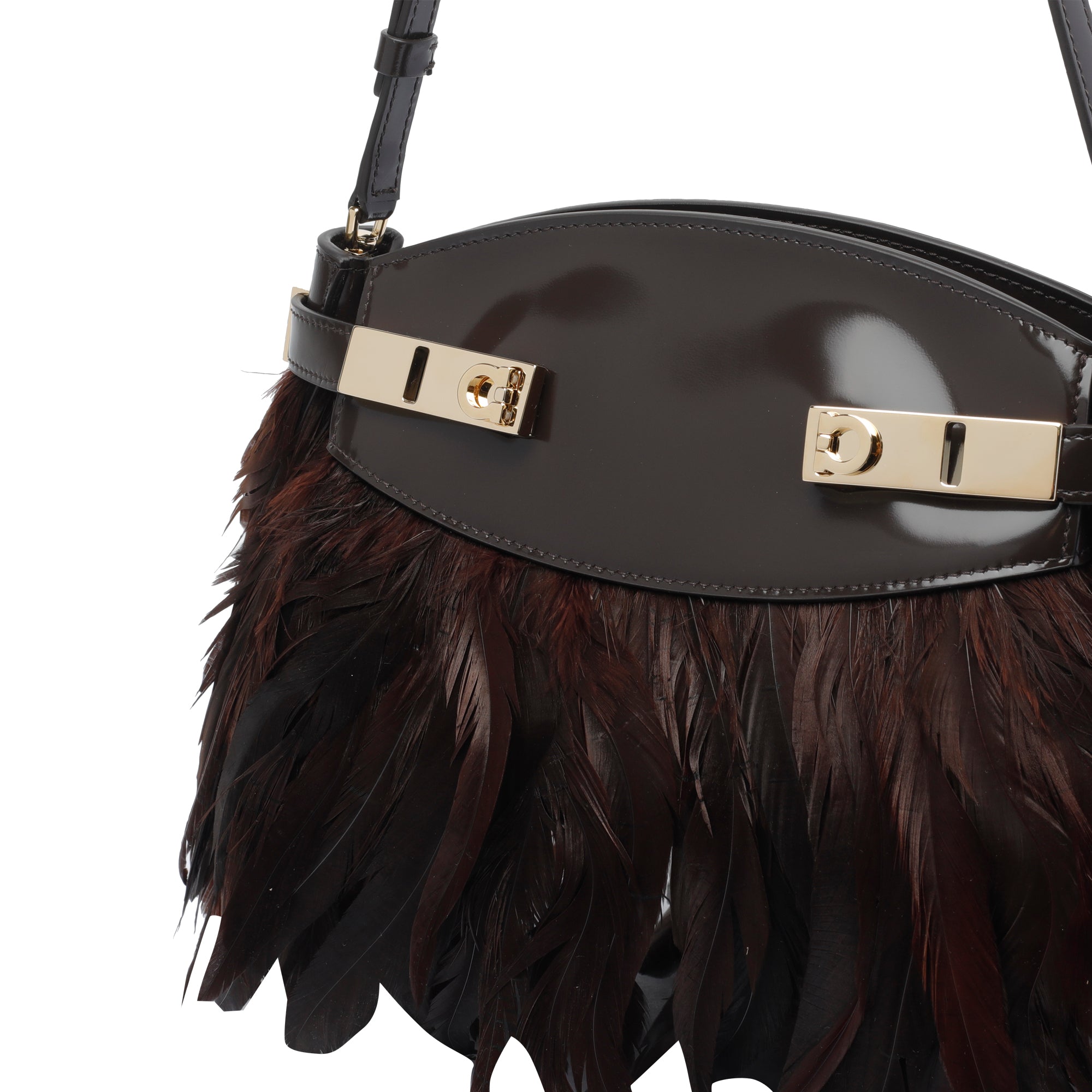 Ferragamo Bags Brown Lamb Leather Feather