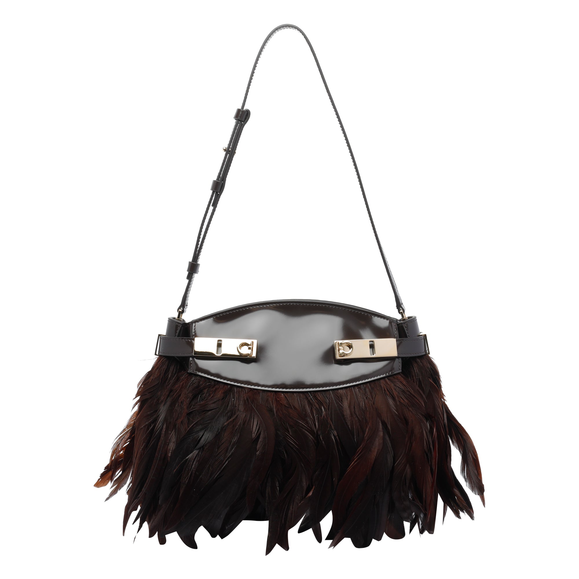 Ferragamo Bags Brown Lamb Leather Feather