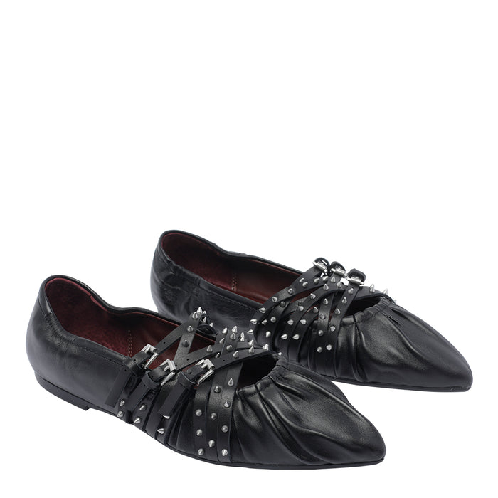 Ash Flat Shoes Black Calf Leather/rubber Sole