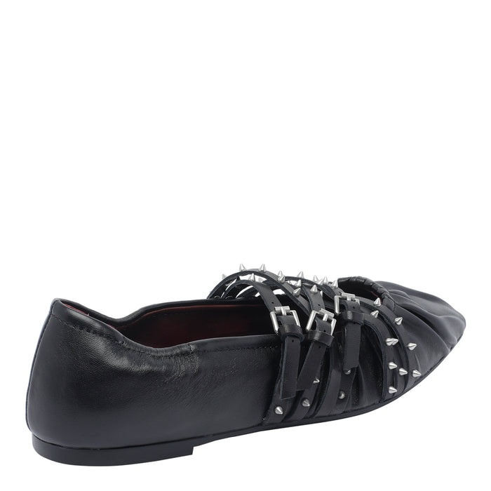 Ash Flat Shoes Black Calf Leather/rubber Sole