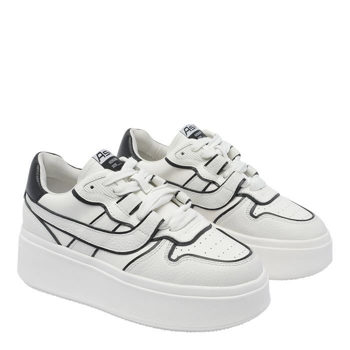 Ash Sneakers White Calf Leather/rubber Sole