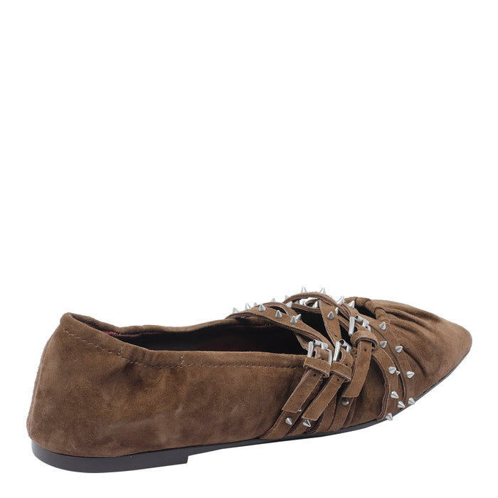 Ash Flat Shoes Brown Suede Leather/rubber Sole