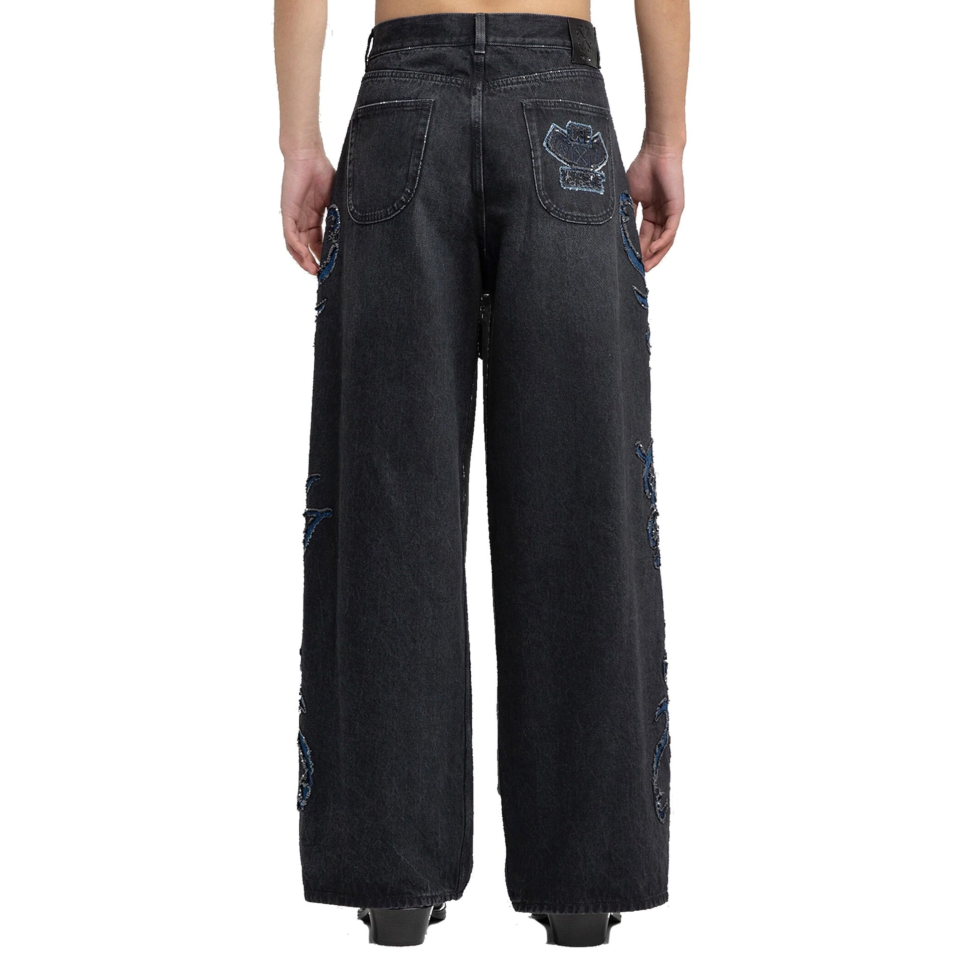 Off-White Denim Flared Jeans Black Cotton