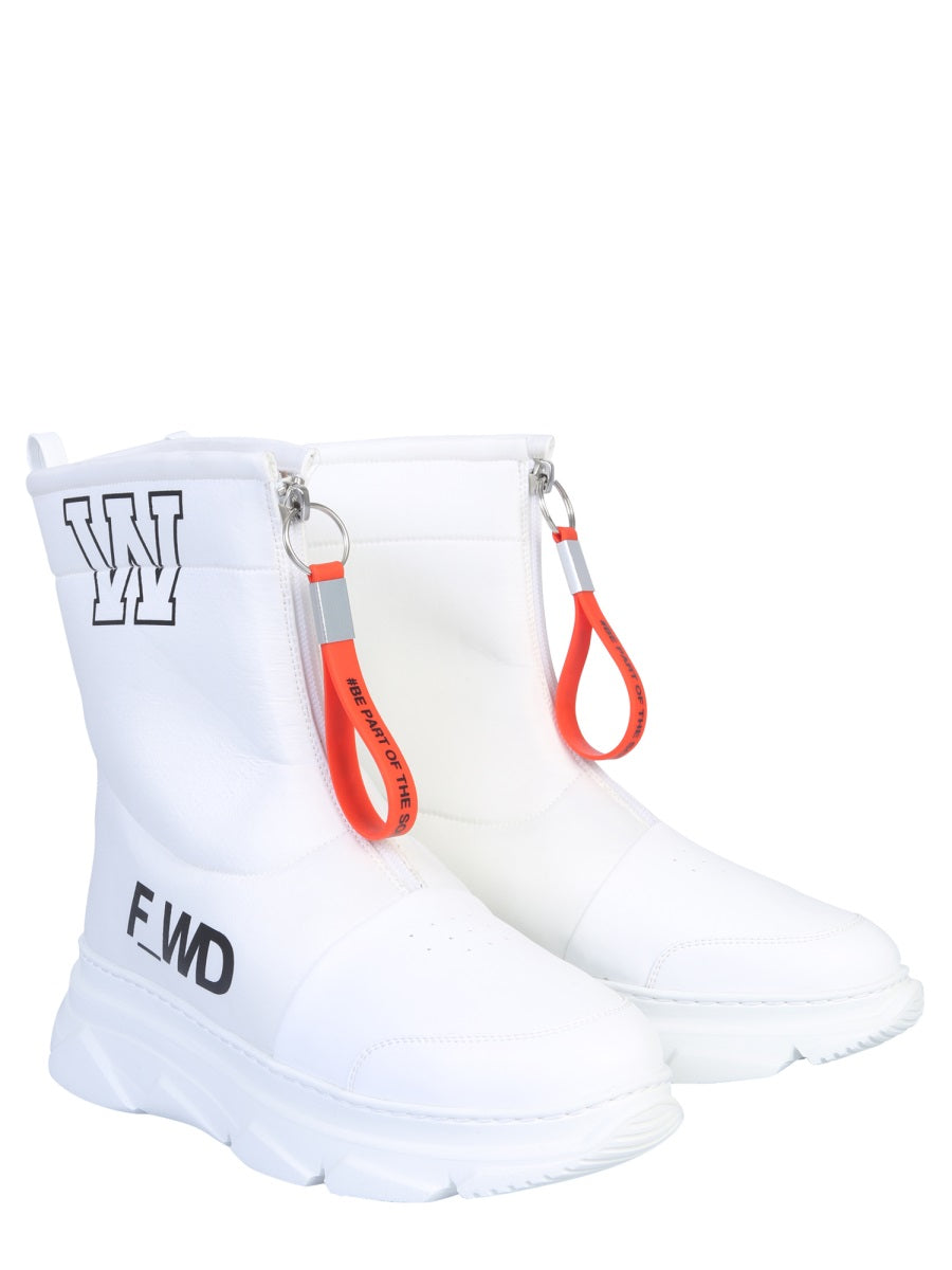 Leather Boot With Rubber Sole White