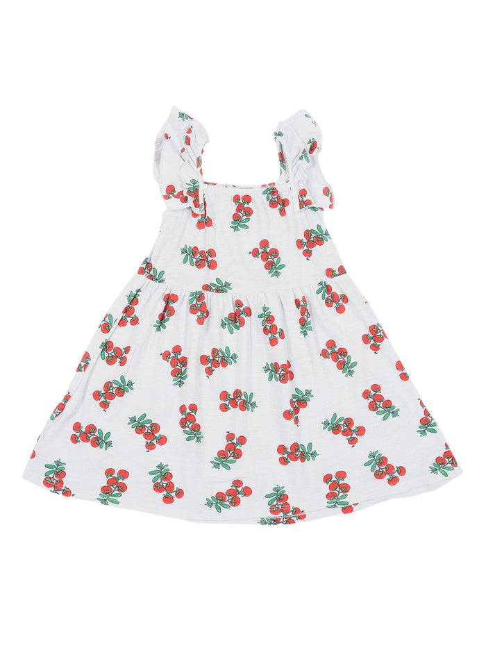 Juicy Tomatoes All Over Ruffled Dress White Organic Cotton