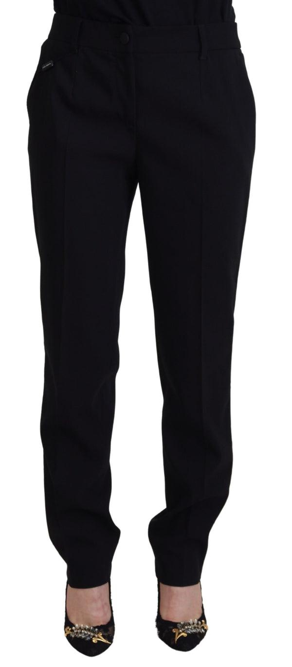 Dolce & Gabbana 88% Wool 10% Silk 2% Elastane trousers in black