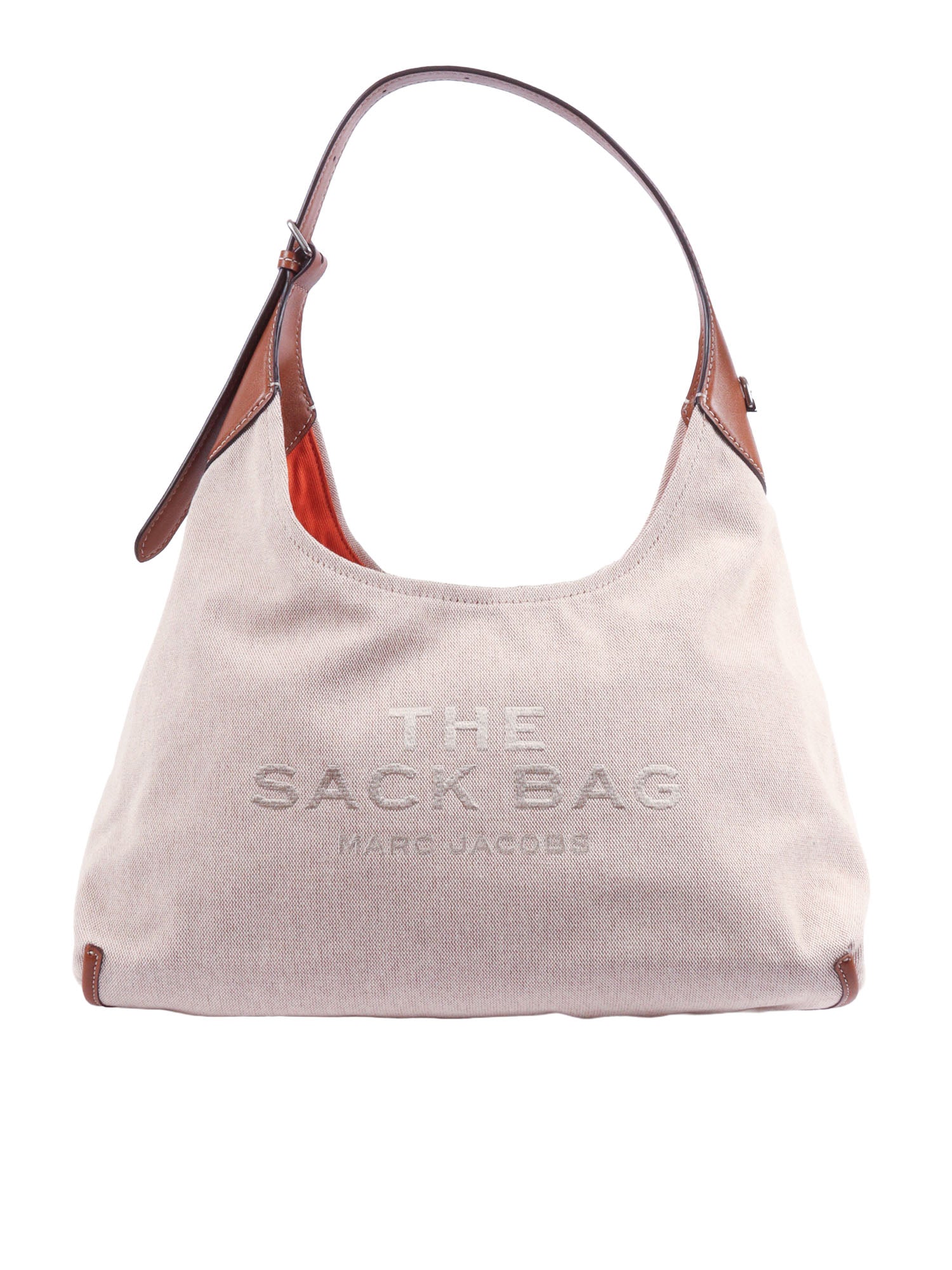 The Belted Sack Beige Cotton Polyester Shoulder Bag