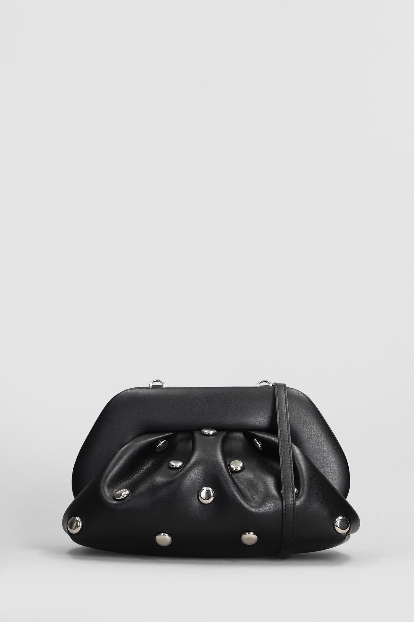Tia Beads Clutch in black faux leather Borse
