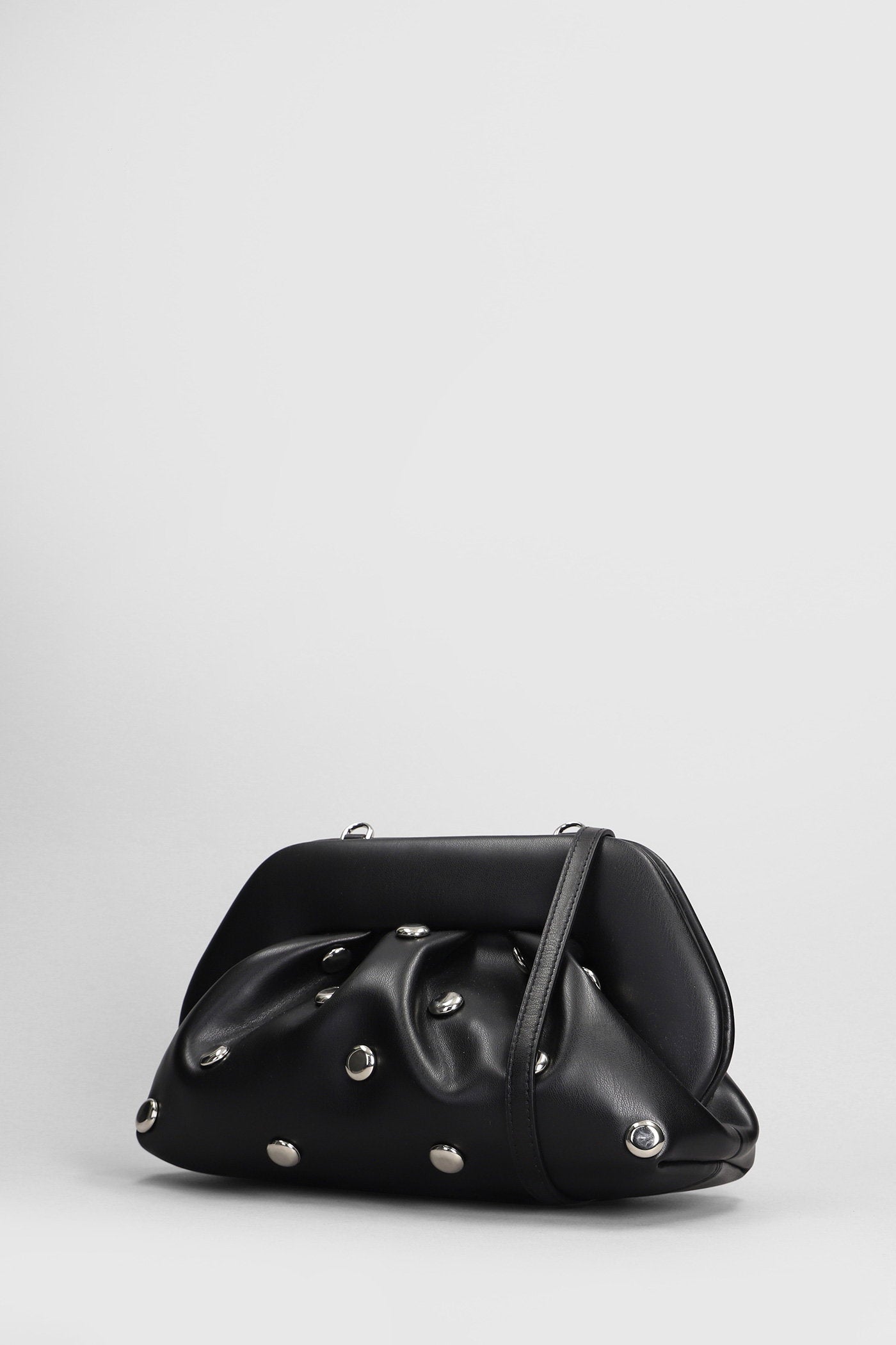 Tia Beads Clutch in black faux leather Borse